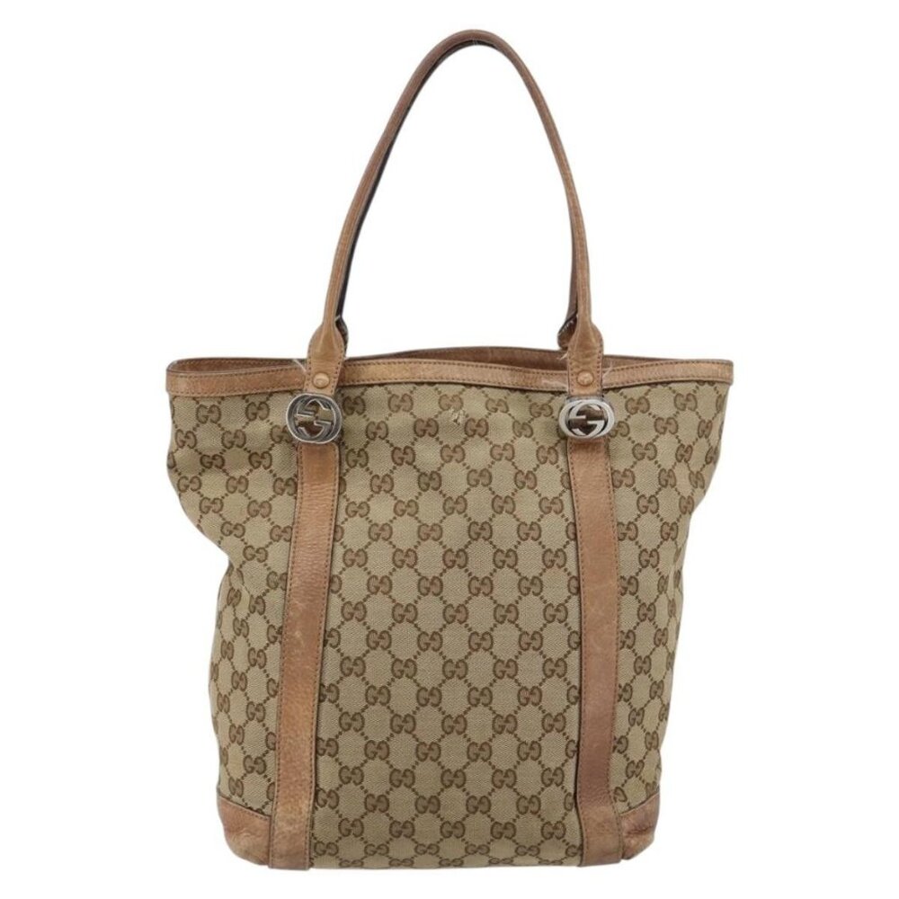 GUCCI GG Canvas Miss GG Tote Bag Beige Silver 342591 Auth 154584 - Picture 2 of 16